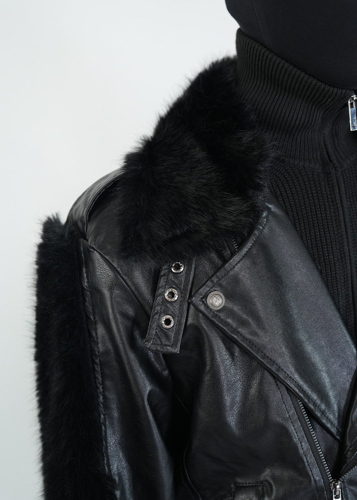 Faux Fur Trim PU Leather Biker Jacket - Rick Circus