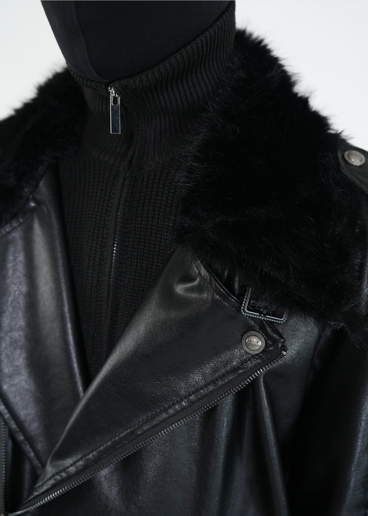 Faux Fur Trim PU Leather Biker Jacket - Rick Circus