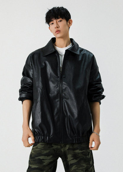 Faux Leather Zip - Up Jacket - Rick Circus