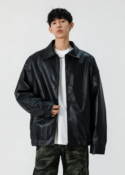 Faux Leather Zip - Up Jacket - Rick Circus
