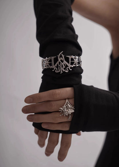 Futuristic Glossy Open Cuff Bracelet - Rick Circus