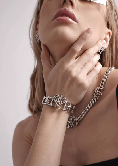 Futuristic Glossy Open Cuff Bracelet - Rick Circus