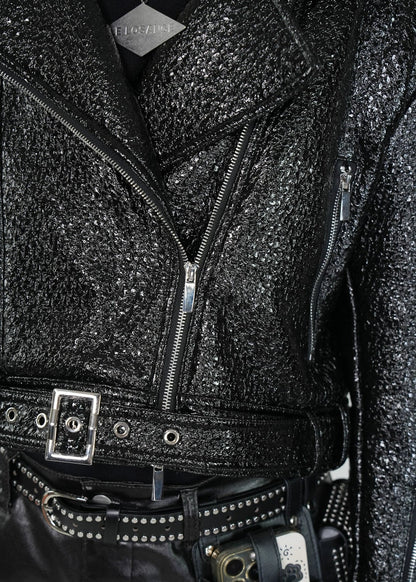 Glossy Textured PU Leather Jacket - Rick Circus
