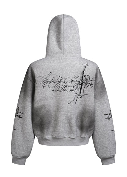 Gothic Cross Print Hoodie - Rick Circus