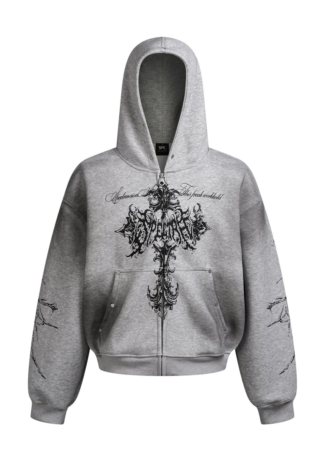 Gothic Cross Print Hoodie - Rick Circus