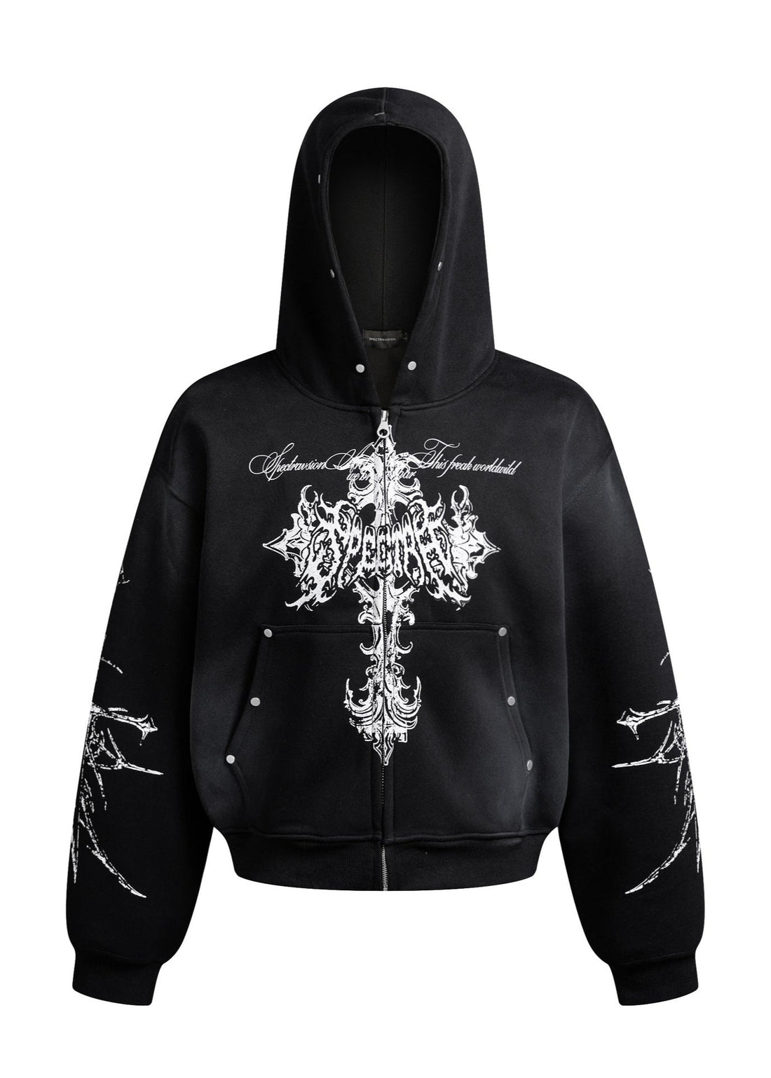 Gothic Cross Print Hoodie - Rick Circus