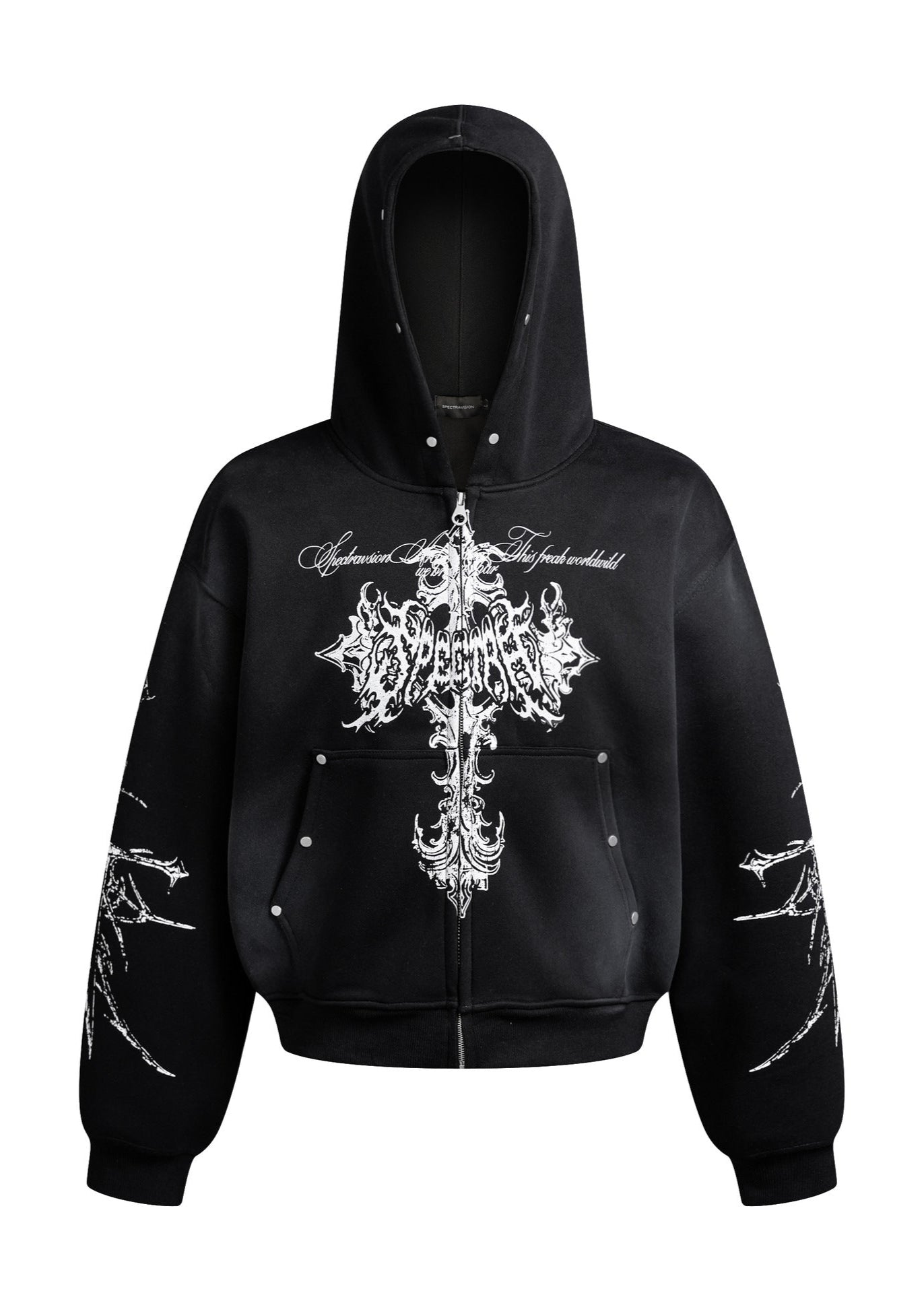 Gothic Cross Print Hoodie - Rick Circus