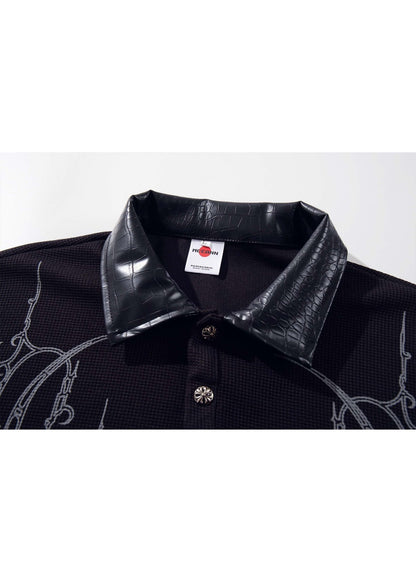 Gothic Dark Thorn Waffle Polo Shirt - Rick Circus