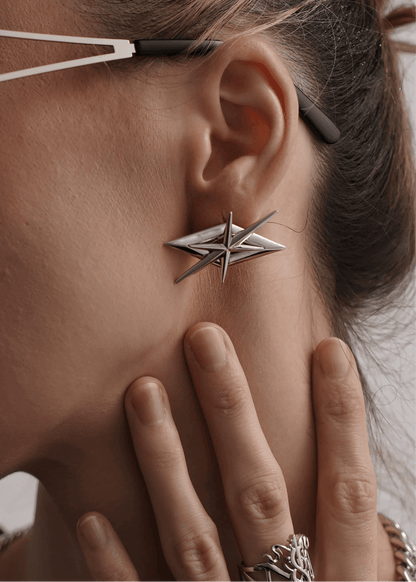 Gothic Diamond - Shaped Stud Earrings - Rick Circus