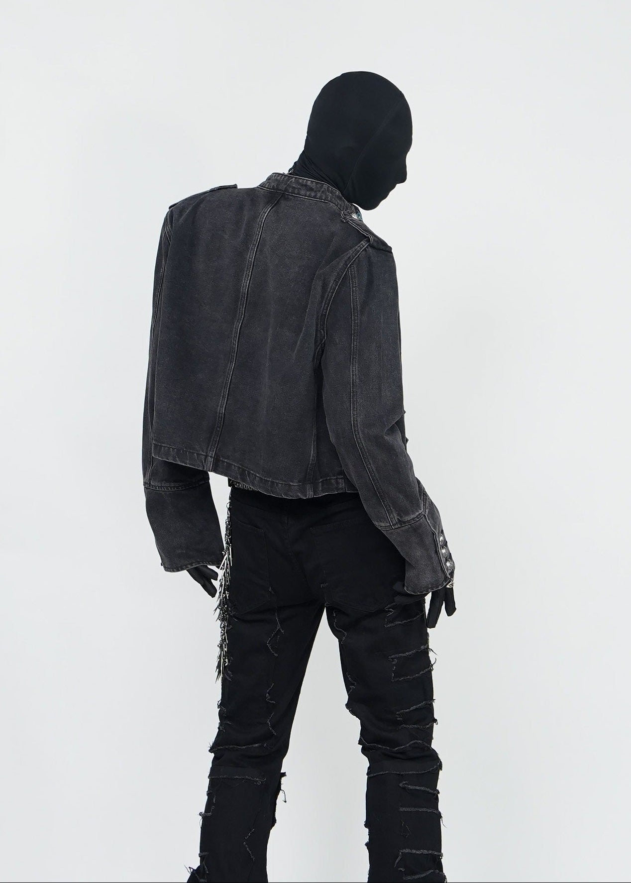 Gothic Military Cropped Knight Style Denim Jacket - Rick Circus