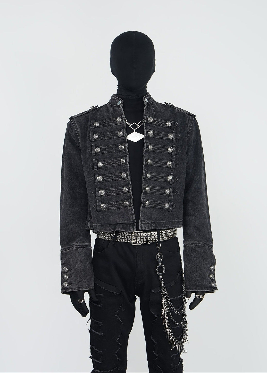 Gothic Military Cropped Knight Style Denim Jacket - Rick Circus