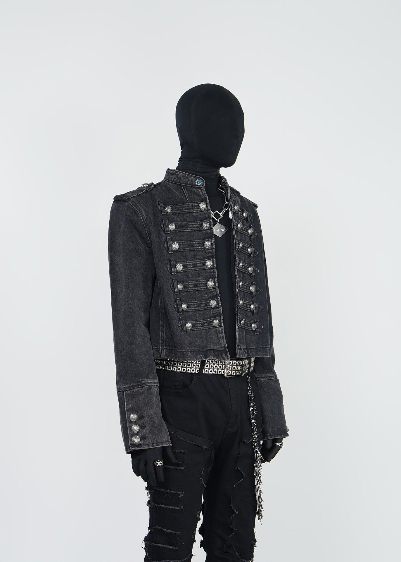 Gothic Military Cropped Knight Style Denim Jacket - Rick Circus