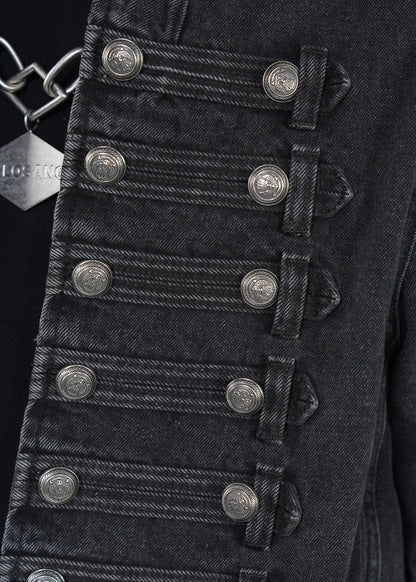 Gothic Military Cropped Knight Style Denim Jacket - Rick Circus