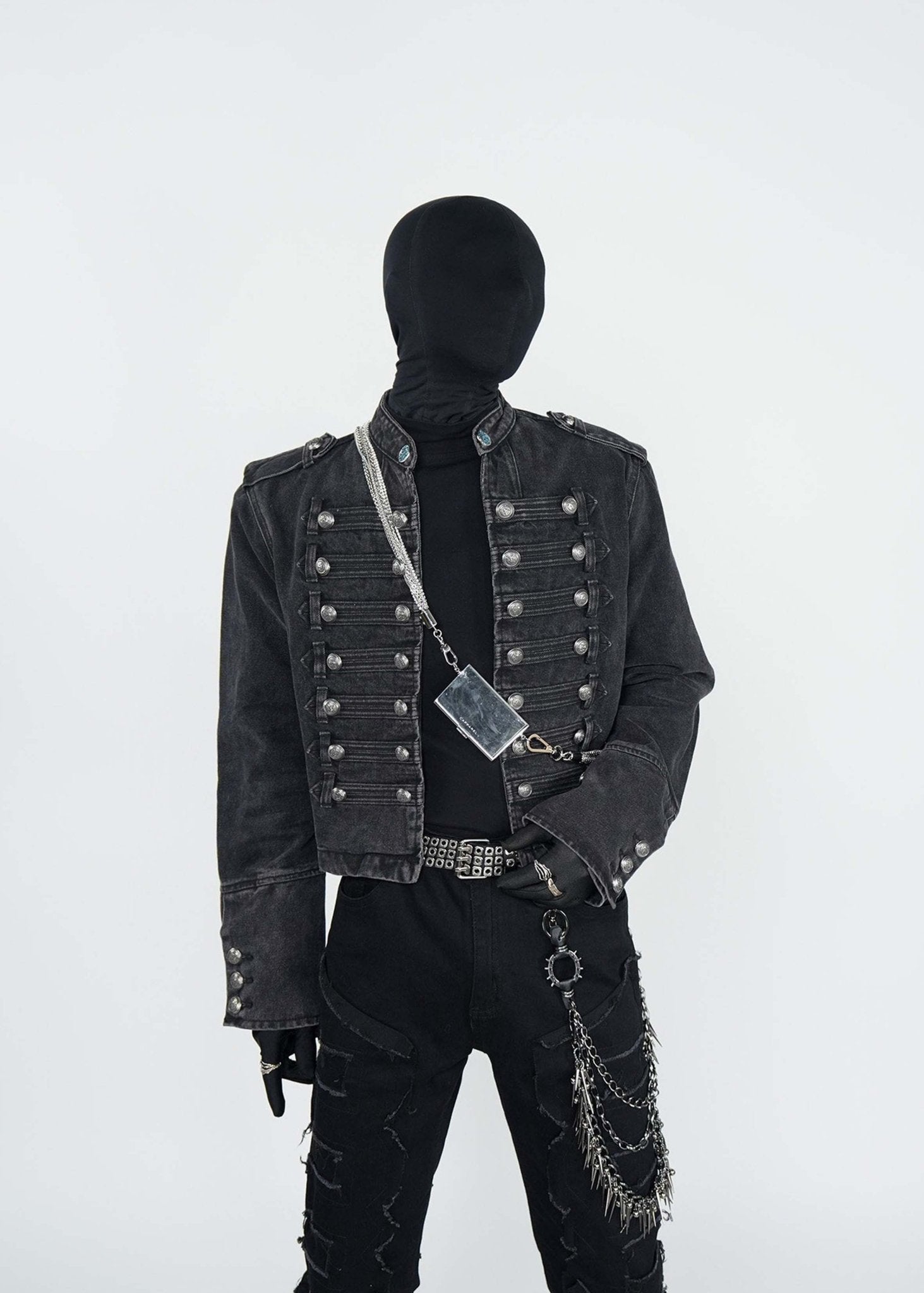 Gothic Military Cropped Knight Style Denim Jacket - Rick Circus