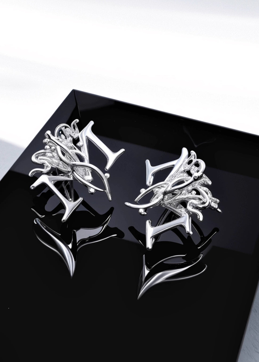 Gothic Monogram Stud Earrings - Rick Circus