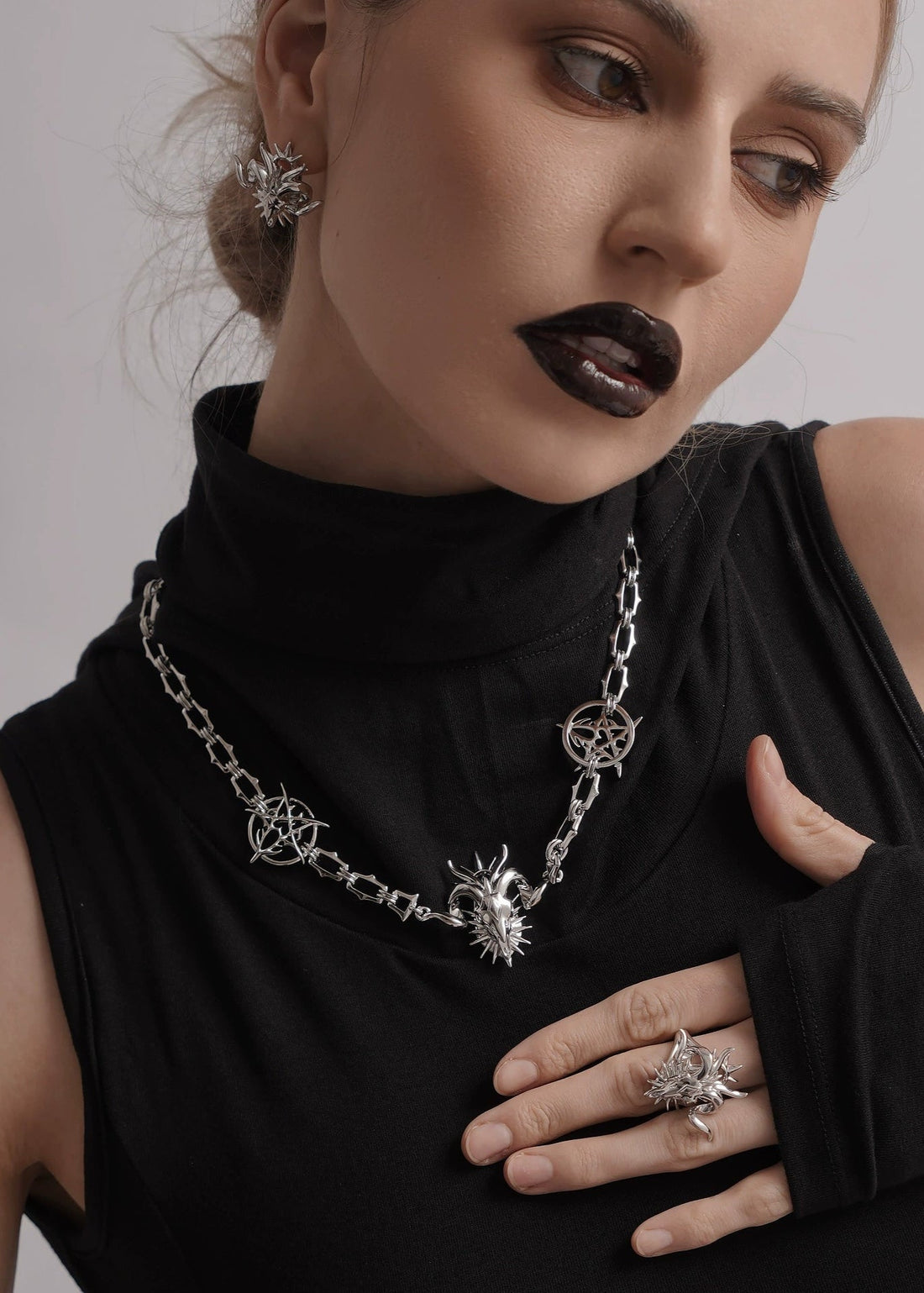 Gothic Ram Head Chain Necklace - Rick Circus