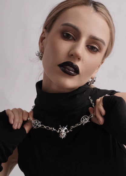 Gothic Ram Head Chain Necklace - Rick Circus
