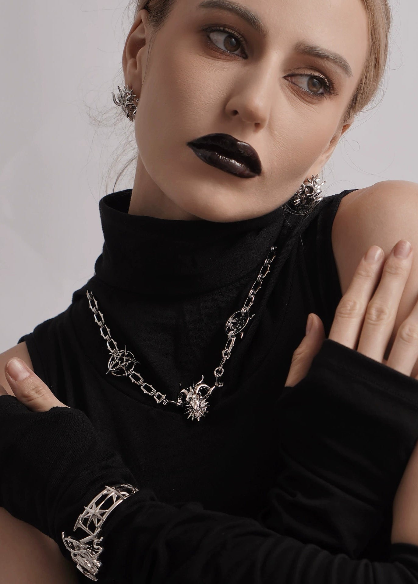 Gothic Ram Head Chain Necklace - Rick Circus