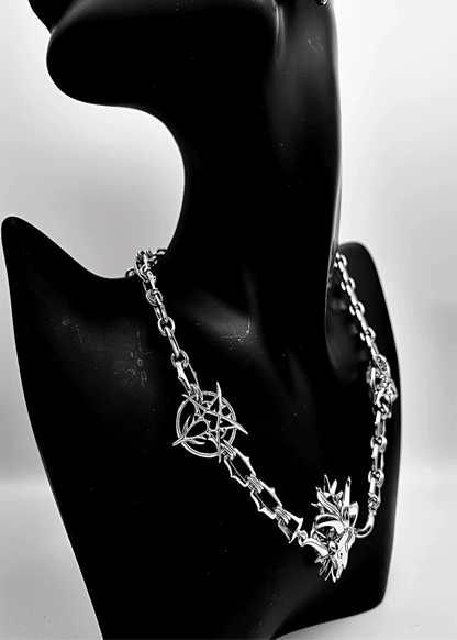 Gothic Ram Head Chain Necklace - Rick Circus