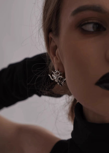 Gothic Ram Head Spike Earrings - Rick Circus