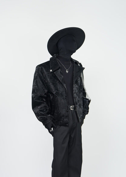 Gradient Black PU Leather Jacket - Rick Circus