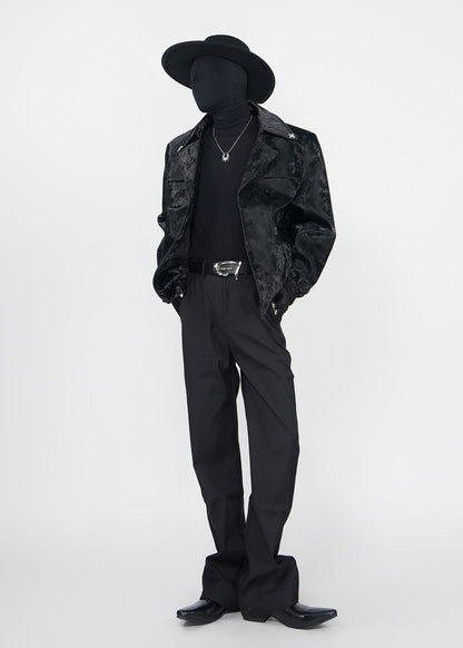 Gradient Black PU Leather Jacket - Rick Circus