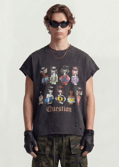 Graphic Cartoon Sleeveless T-Shirt - Rick Circus