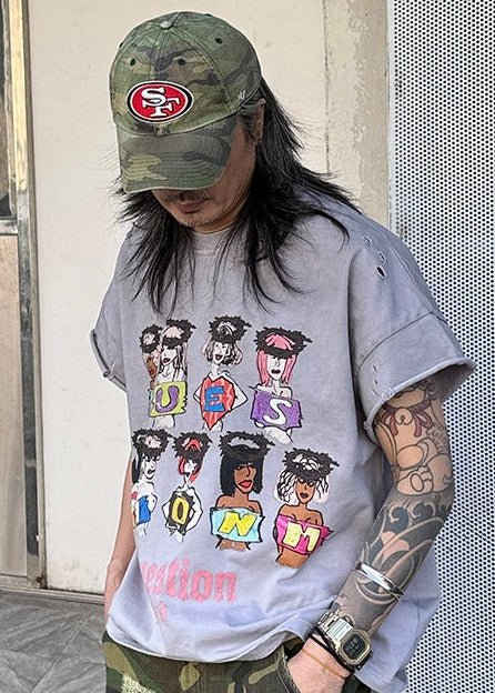 Graphic Cartoon Sleeveless T-Shirt - Rick Circus