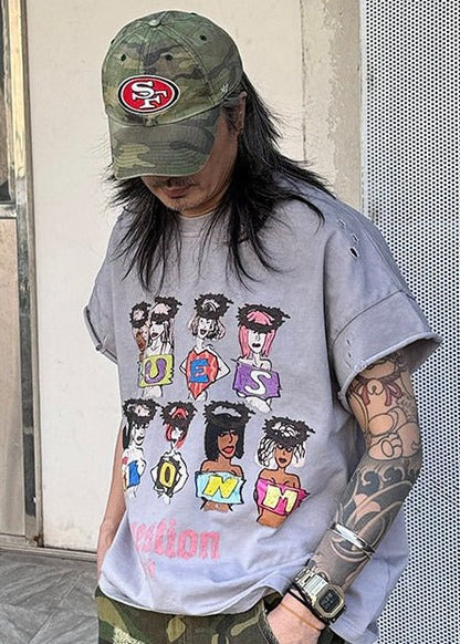 Graphic Cartoon Sleeveless T-Shirt - Rick Circus