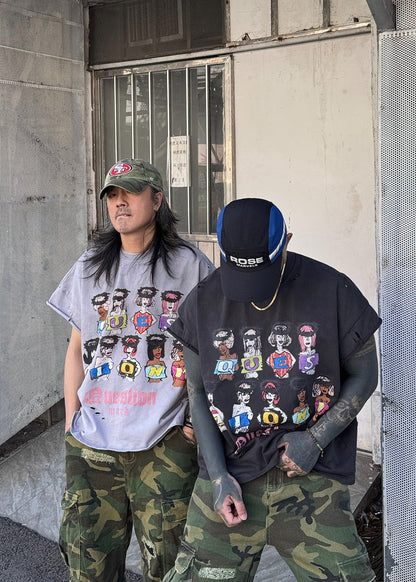 Graphic Cartoon Sleeveless T-Shirt - Rick Circus