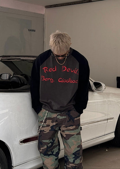 Graphic Colorblock Long Sleeve T-Shirt - Rick Circus