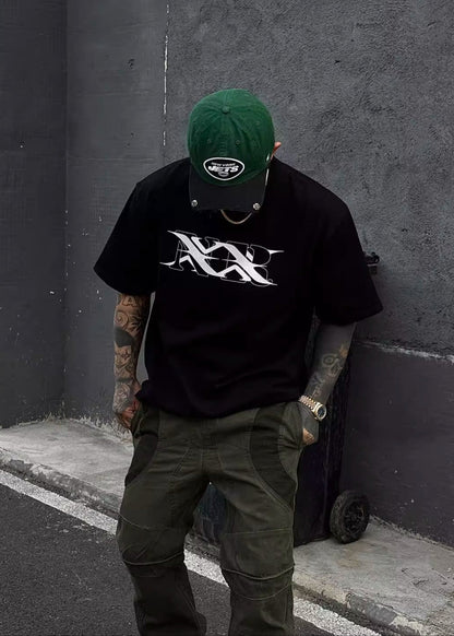Graphic Streetwear Tee with Gothic Monogram Print - Rick Circus
