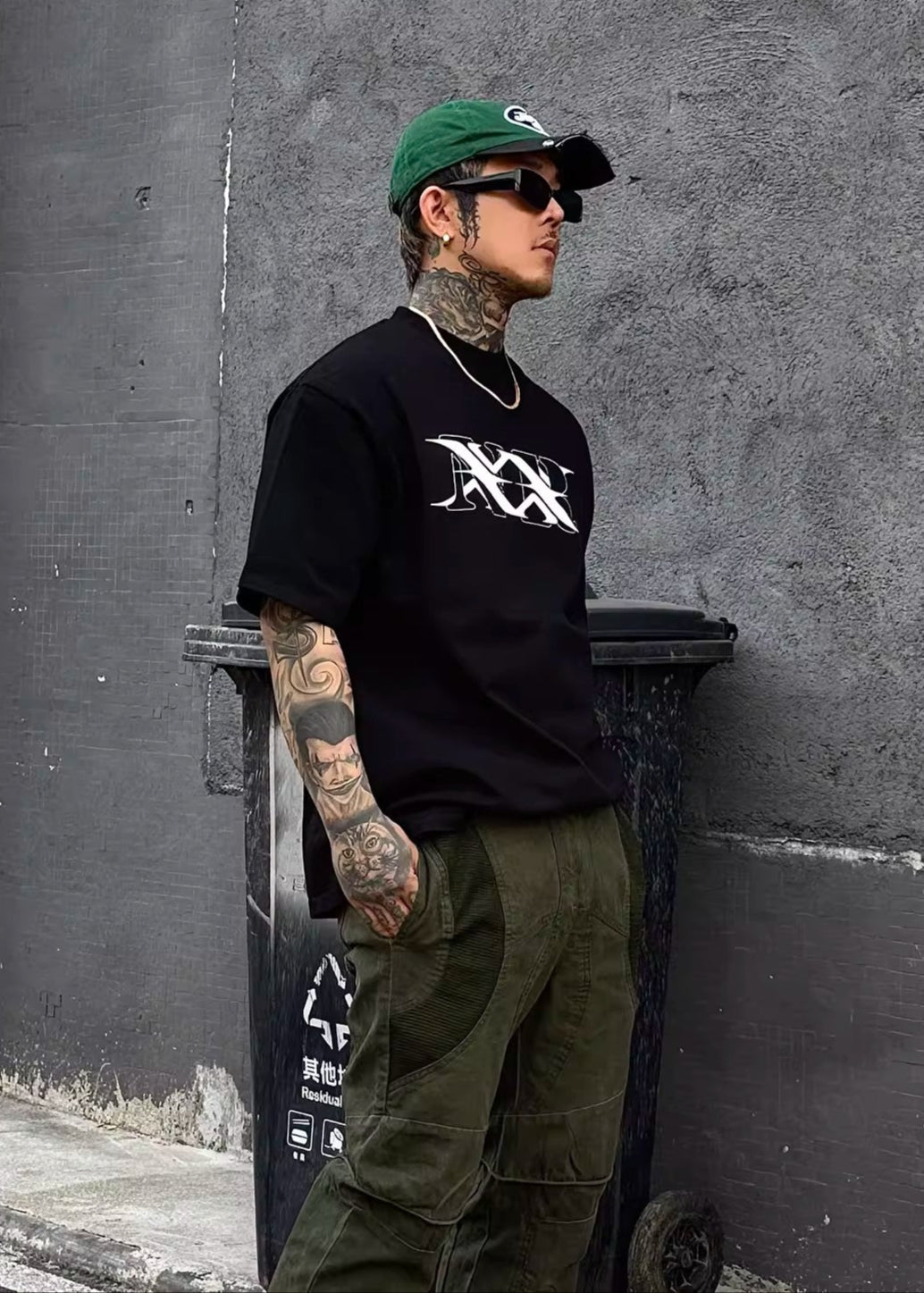 Graphic Streetwear Tee with Gothic Monogram Print - Rick Circus