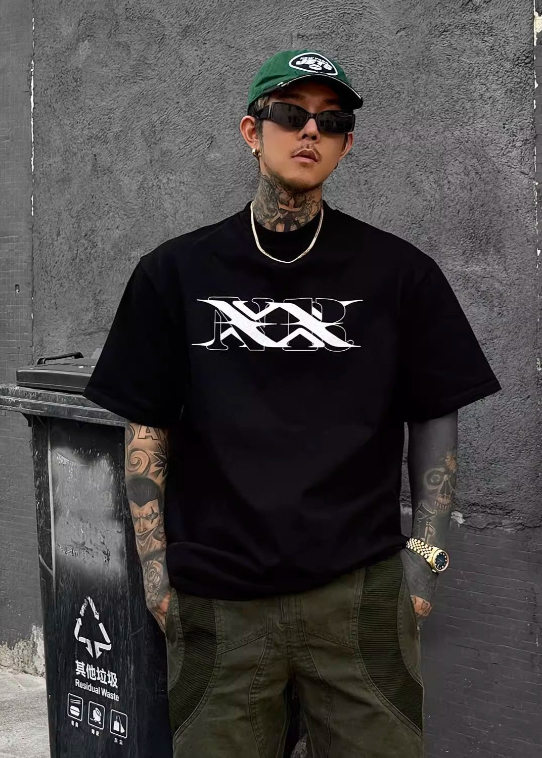 Graphic Streetwear Tee with Gothic Monogram Print - Rick Circus