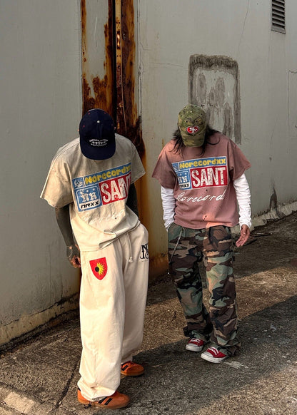 Graphic Washed Paint - Splatter Letter Print T-Shirt - Rick Circus