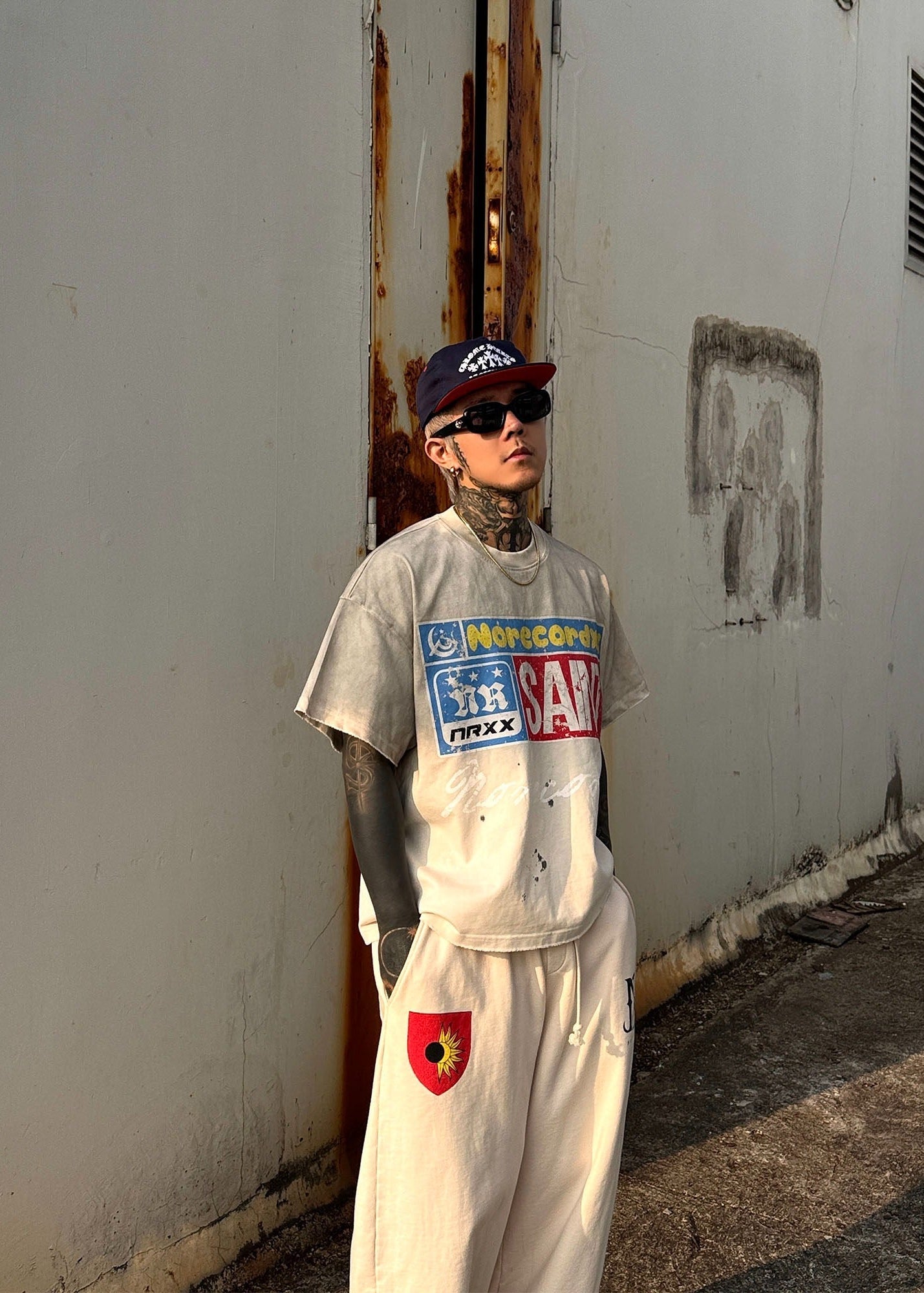 Graphic Washed Paint - Splatter Letter Print T-Shirt - Rick Circus