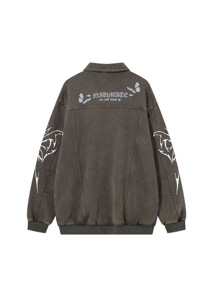 Graphic Zip - Up Washed Jacket - Rick Circus