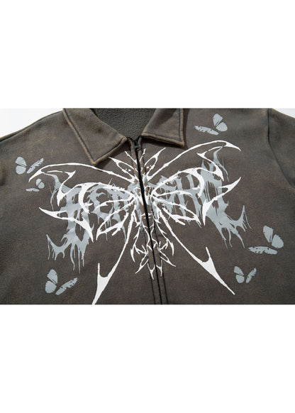 Graphic Zip - Up Washed Jacket - Rick Circus
