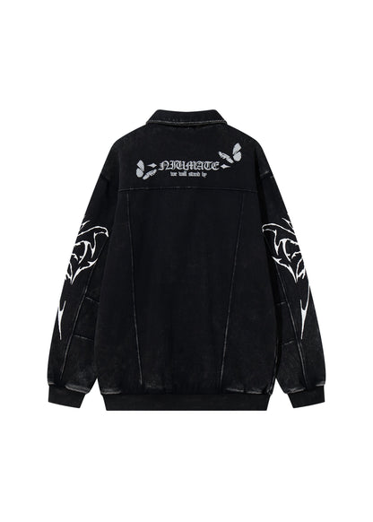 Graphic Zip - Up Washed Jacket - Rick Circus