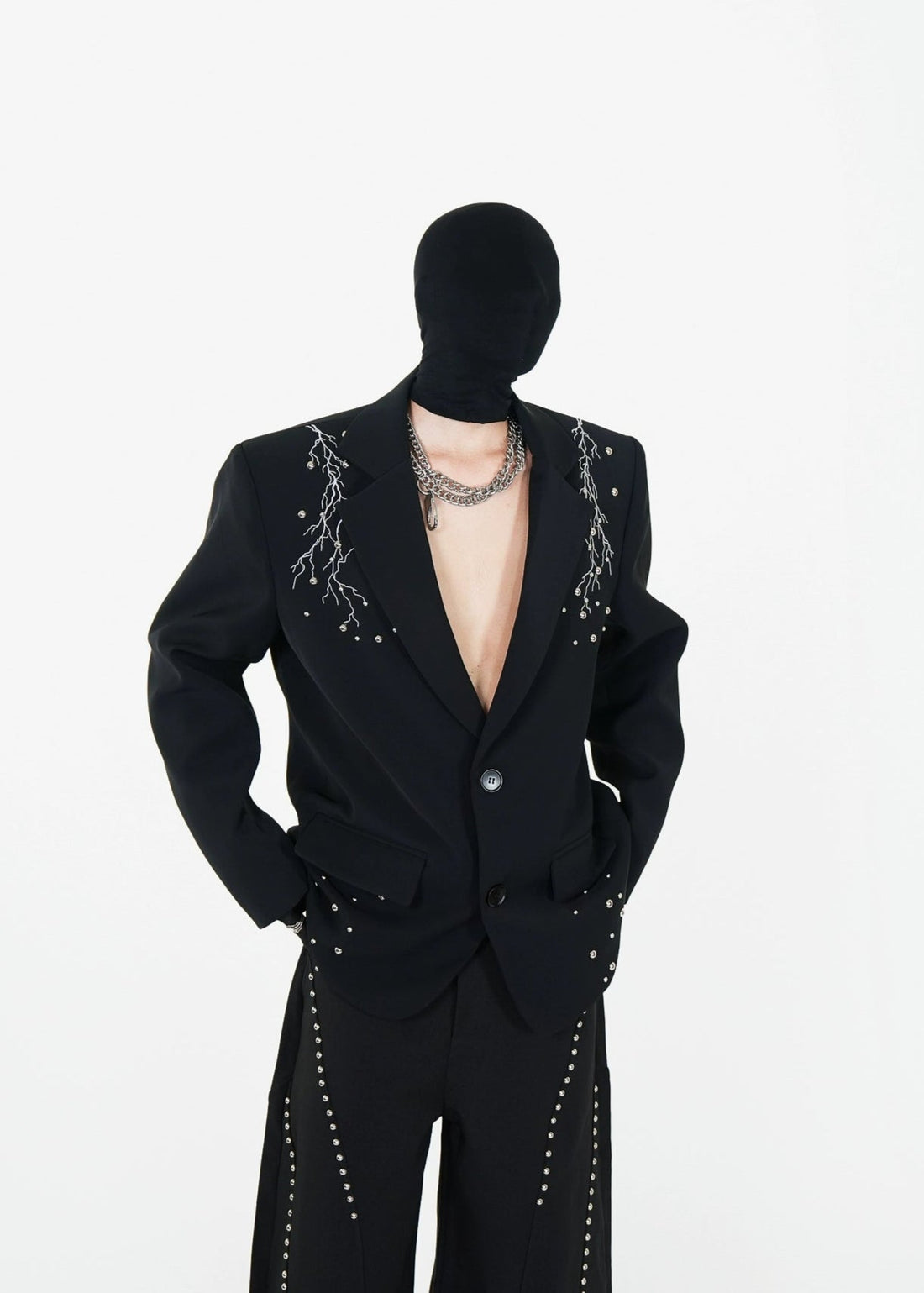 Heavy Studded Padded Shoulder Blazer - Rick Circus
