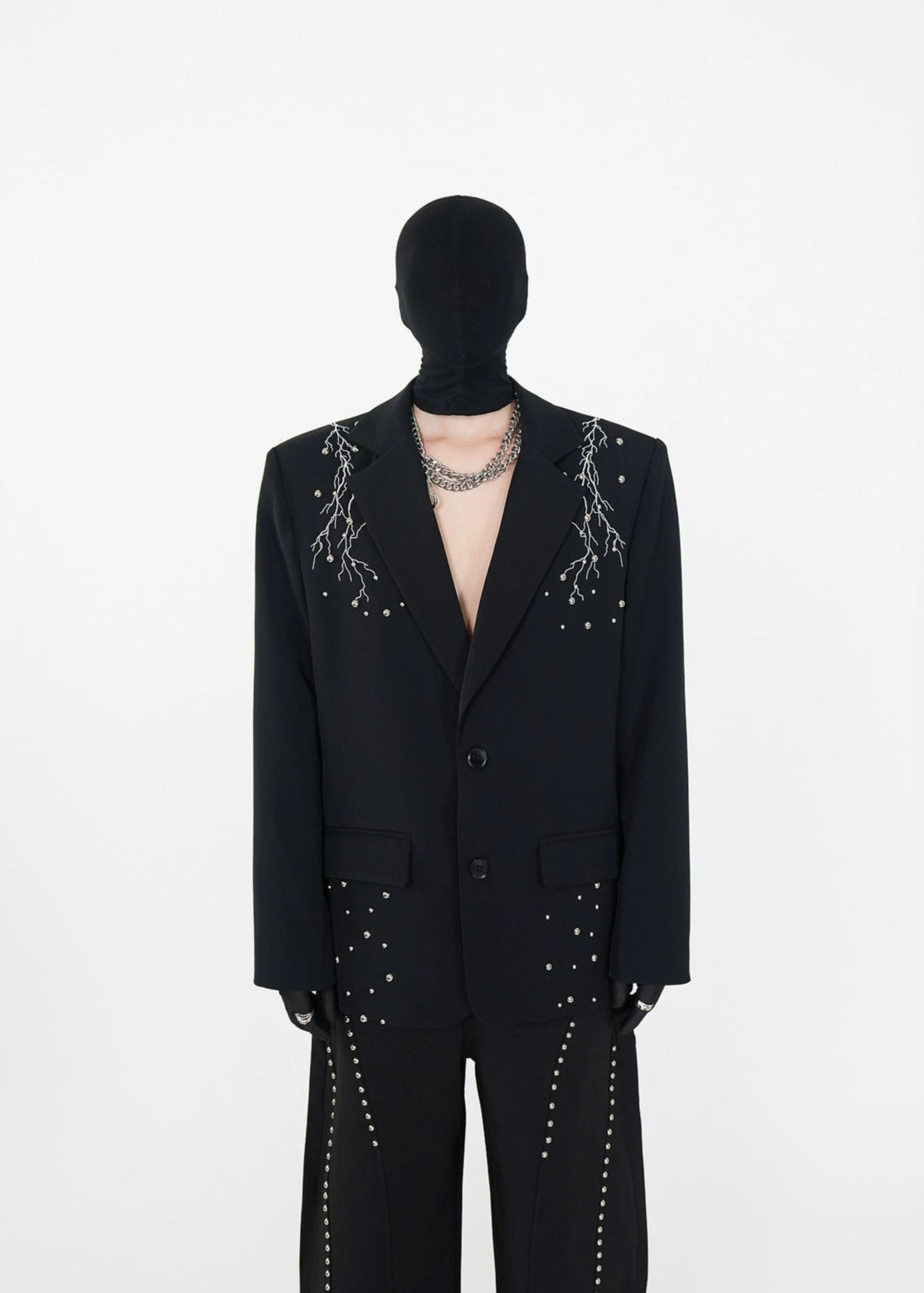 Heavy Studded Padded Shoulder Blazer - Rick Circus