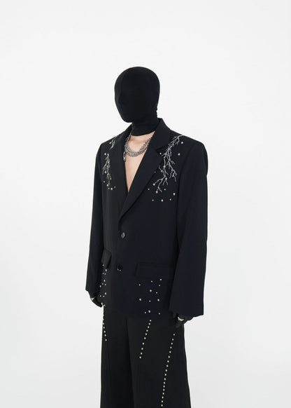 Heavy Studded Padded Shoulder Blazer - Rick Circus