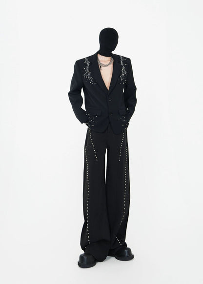 Heavy Studded Padded Shoulder Blazer - Rick Circus