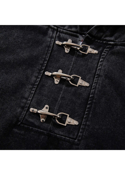 Heavyweight Washed Denim Hoodie Jacket - Rick Circus