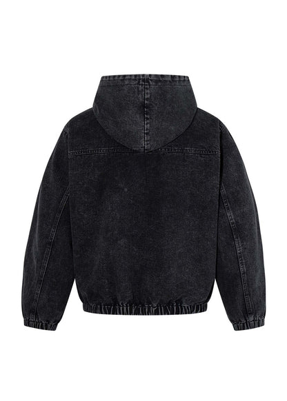 Heavyweight Washed Denim Hoodie Jacket - Rick Circus