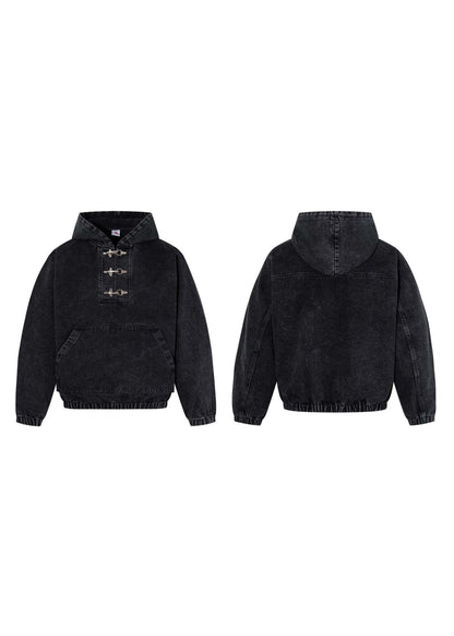 Heavyweight Washed Denim Hoodie Jacket - Rick Circus