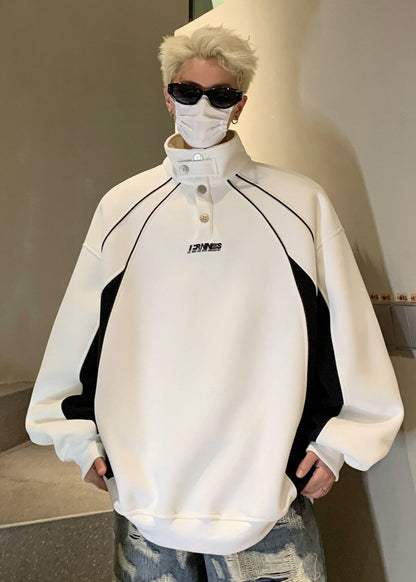 High - Collar Contrast Panel Sweatshirt - Rick Circus