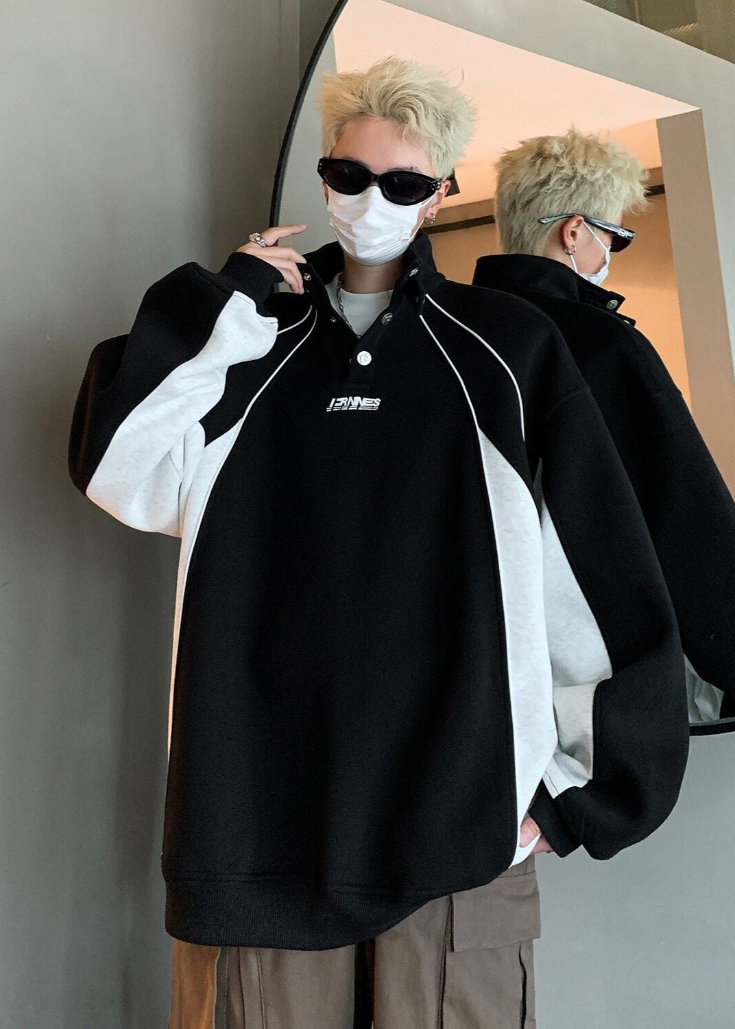 High - Collar Contrast Panel Sweatshirt - Rick Circus