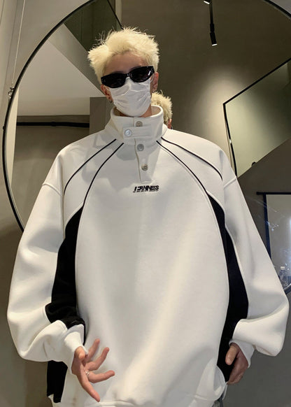 High - Collar Contrast Panel Sweatshirt - Rick Circus