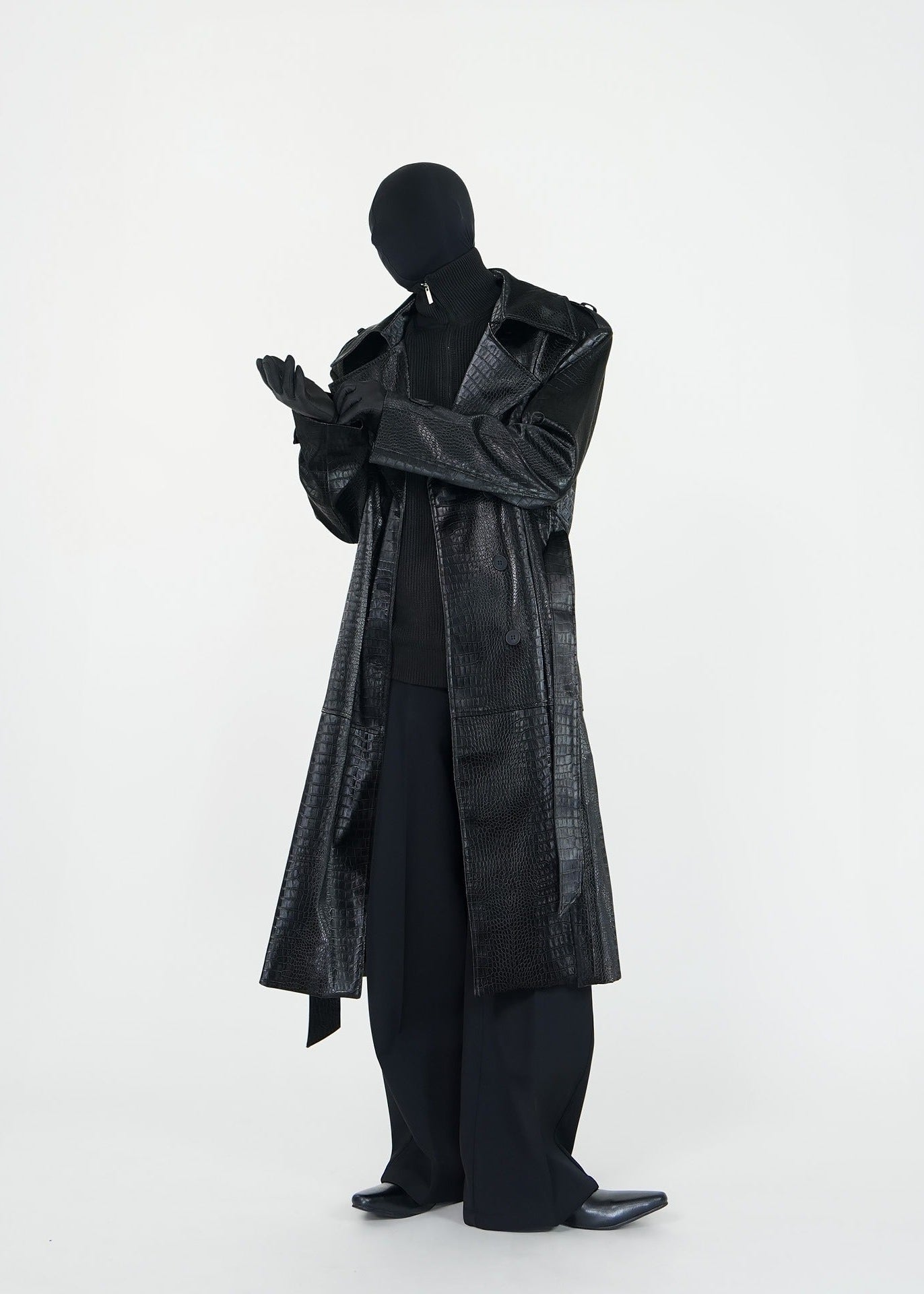 High - Neck PU Trench Coat - Rick Circus